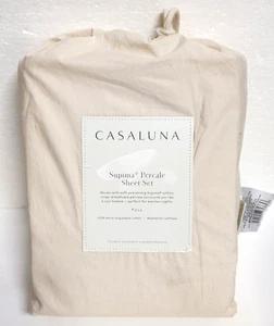 Casaluna Full Size Washed Supima Percale Sheet Set - Natural - Picture 1 of 6