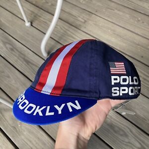 Polo Sport Ralph Lauren Cycling Hat Biker Cap Blue Flag Brooklyn Brand New S/M