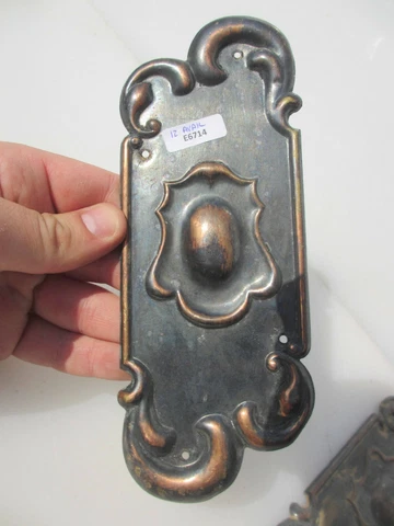 Antique Brass Finger Plate Push Door Handle Rococo Victorian Nouveau Copper Old Cover