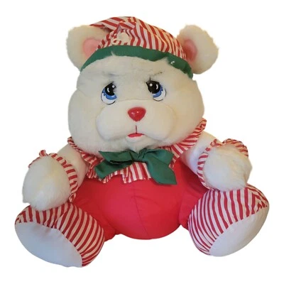 Vintage 1992 Wellmade Christmas Teddy Bear Plush Red & White Happiness Aid Toy  - Image 1 of 4