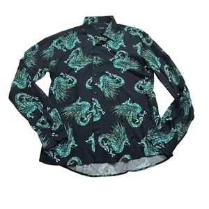 NWT Takeshy Kurosawa Dragon Black Shirt Mens Large Slim Fit Fits Smaller - Picture 1 of 8