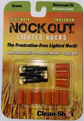 NockOut Lighted Nocks Crossbow Flatback Universal Fit Green 3 Pack - Image 1 of 4