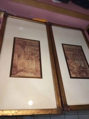 Juego de 2 marcos de fotos dorados raros de 24 pulgadas por 12 pulgadas-muy raros coleccionables Foto 1 de 4