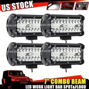 4pcs 7" Inch LED Work Light Bar Spot Flood Combo Fog Driving Offroad ATV Pickup - Picture 1 of 10