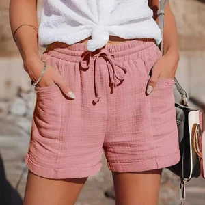 Ladies Drawstring Linen Shorts Womens Summer Longer Half Pants Casual knicker - Picture 1 of 22