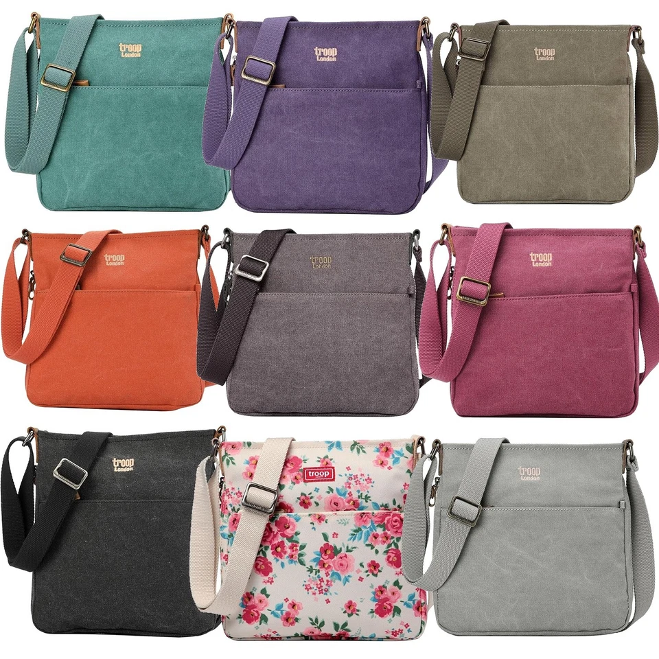 Troop London Unisex Classic Thick Canvas Cross Body Travel Shoulder Bag TRP0237 - Image 1 of 4