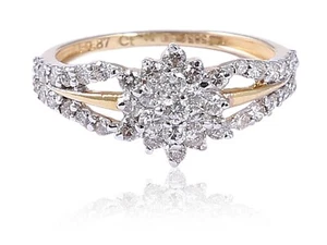 Pave 1.01 Cts Round Brilliant Natural Diamonds Anniversary Ring 18ct Yellow Gold - Picture 1 of 4
