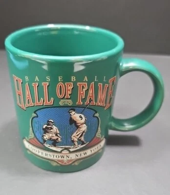 Gran taza/taza de café del Salón de la Fama de béisbol bateador verde granate 1994 Foto 1 de 4