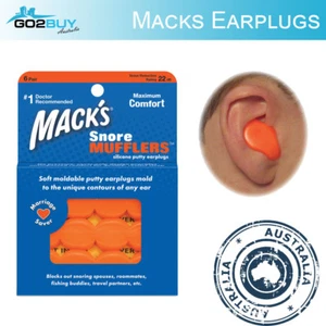6x Mack's Snore Mufflers Silicone Moldable Earplugs Snore Swim Study Ear Plugs - Picture 1 of 9