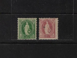 SWITZERLAND 1891 50c & 1 FRANC PERF 11 1/2 x 11 Sc 96 & 87a MINT HINGED 1 FR HAS - Picture 1 of 2