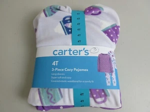 Carters 4T Toddlers 3-piece Holiday Super Soft Cozy Pajamas - Purple Gray (NWT) - Picture 1 of 5