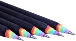 Box of 144 Rainbow Wood Pencils BLACK Bulk Teacher Class Party Favor - Picture 1 of 2