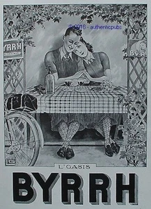 PUBLICITE BYRRH CYCLE VELO L'OASIS AMOUREUX SIGNE LEONNEC DE 1938 FRENCH AD PUB - Imagen 1 de 1