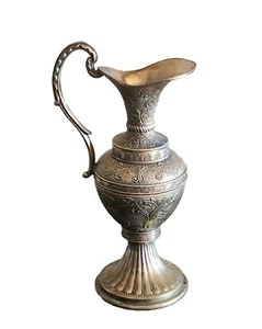 Vintage Pedistal Messing Krug verzierte Schnörkelknospe Vase "Made in Italy" gestempelt... - Bild 1 von 9