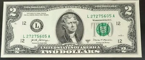 ⭐ WOW * Uncirculated 2017 Two Dollar Bill in Pristine Condition * Save on Bulk ⭐ - Picture 1 of 5