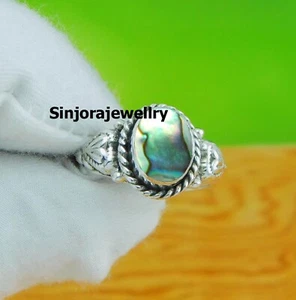 Anillo de regalo hecho a mano de plata esterlina 925 con concha de abulón talla 5 a 10 de EE. UU. - Imagen 1 de 4