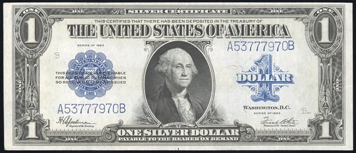 Us Paper Money 1923 $1 Large Sized Silver Certificate No Reserve!