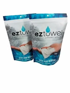 2 Bags EZ-Towels 100 Tablets Total, Reusable With 2 Tubes of Ten Tablets - Picture 1 of 7