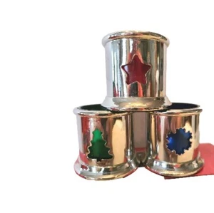 Madison & Max Metallic Holiday Votive Holders With Glass Inserts Set Of 3 in Box - Picture 1 of 6