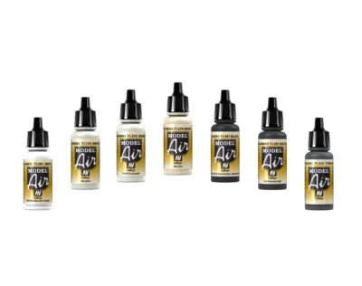 Alle Weiß/Schwarztöne - Hochwertige Vallejo Model-Air Farben