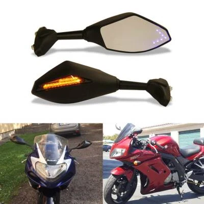 LED Integrated Turn signal Mirrors for Suzuki GSXR 600 750 1000 Hayabusa SV650S - Image 1 of 4