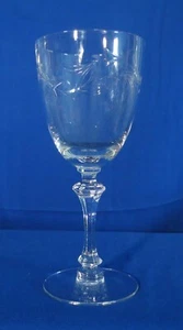 Tiffin Franciscan Dolores Water Goblet Clear Glass Cut Stem 17453 Floral USA - Picture 1 of 3