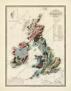 UK Great Britain Ireland antique Victorian geological map J Wyld 1844 art poster - Picture 1 of 7