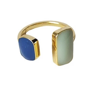 Blue Drop Glazed Open Ring with Exquisite Craftsmanship and Adjustable Size - Picture 1 of 7