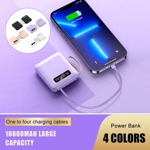 Mini Power Bank 2.1A 4Cables Fast Charging Battery Charger 10000mah Portable - Picture 1 of 24