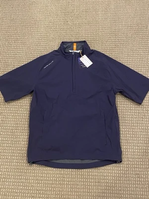 NWT Peter Millar Crown Sport Shield Short-Sleeve Rain Shell -Small - $185 - Navy - Image 1 of 4