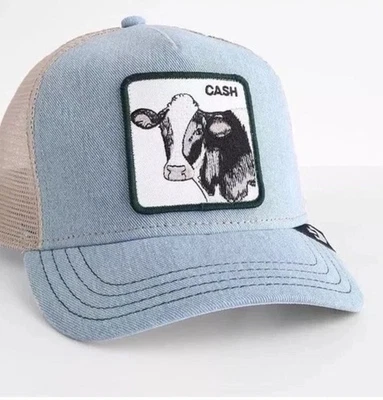 Goorin Bros Denim Cash Vaca Camionero Sombrero Snapback Gorra Blanco Tostado Talla Única Nuevo Foto 1 de 4