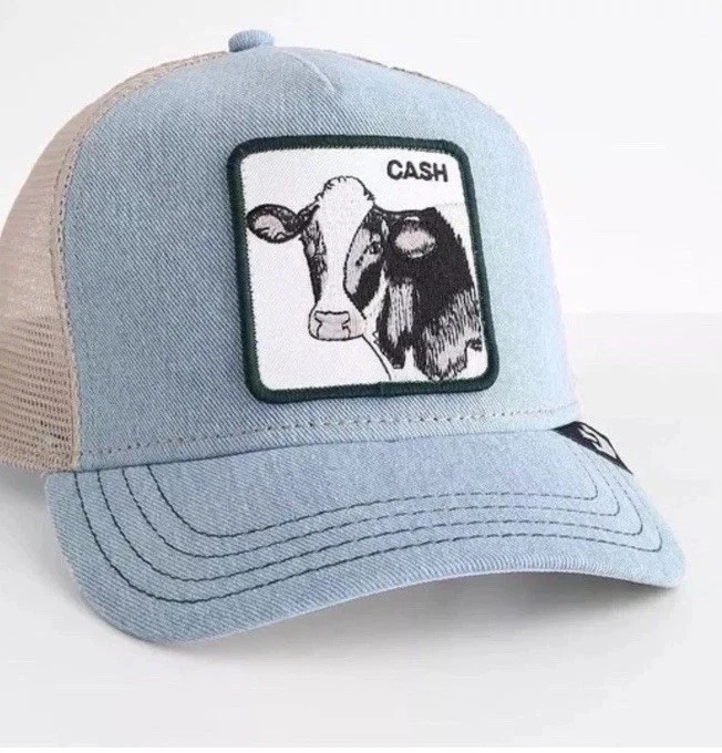Goorin Bros Denim Cash Vaca Camionero Sombrero Snapback Gorra Blanco Tostado Talla Única Nuevo Foto 1 de 4