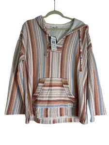 Roxy Damen Wellen und Strahlen Poncho Pullover mit Kapuze gestreift Größe M - Bild 1 von 18