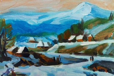 亚克力绘画山村 M. Patskan 无框原版 nAAA4808 — 第 1/4 张图片