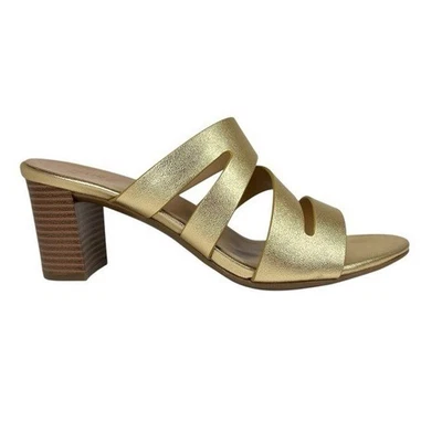 Naturalizer Beaming Mid-Heel Sandals Gold Faux Leather Size 11M - Image 1 of 4