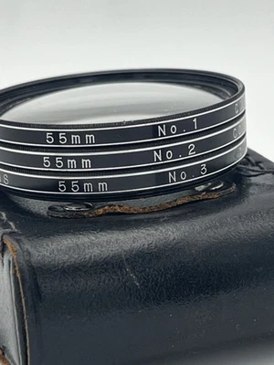 Vivitar  55mm Coated Close Up Macro Camera Lens Kit Set of 3 +1 +2 +3 Case Japan - Image 1 of 4