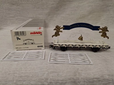 2006 MARKLIN HO 48406 RARE CHRISTMAS STAKE SIDE FLAT CAR W GOLD ANGELS NEW MIB - Image 1 of 4