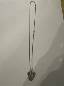 Vintage 925 Sterling Silber Halskette mit Herz Anhänger. - 18" Kette. - Bild 1 von 8
