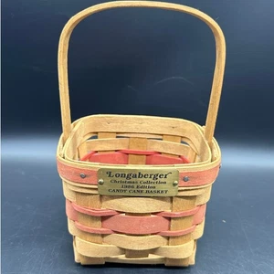 Longaberger Christmas Collection 1986 Edition Candy Cane Basket Red  - Picture 1 of 7