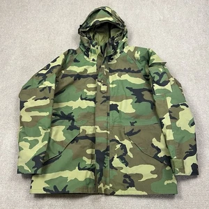 Vintage US Military Gore-Tex Cold Weather Parka Jacket Woodland Camo Mens Large - Picture 1 of 8
