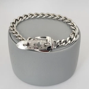 Vintage Silvertone Adjustable Avon Belt Buckle Curb Chain Bracelet 70s - Picture 1 of 12