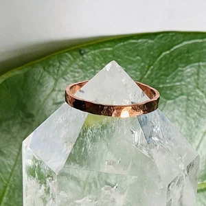 Copper Ring Size 5.5 Band Jewelry Minimal Hammered Raw Metal Handcrafted USA - Picture 1 of 10