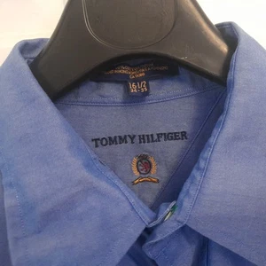 Vintage Tommy Hilfiger Blue Smart Shirt Size 16.5 34/35. VGC - Picture 1 of 8