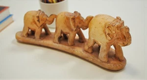 Vintage Stone Set of 3 Elephants Figurine Original Old Hand Carved - Picture 1 of 7