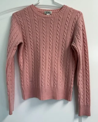 Suéter Pullover Lily Pulitzer Mujer Rosa Medio 100% Cachemira Tejido con Cable Foto 1 de 4