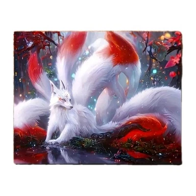 Impresión en lienzo mística de zorro de nueve colas - Arte de fantasía rojo - SIN MARCO 12x16 pulgadas Foto 1 de 4