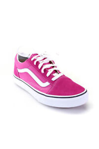 Vans Womens Lace Up Old School Low Top Sneakers Pink White Canvas Suede Size 37