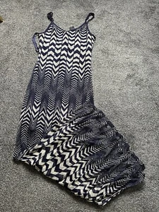 Womens Dress Lined, Size 10 Geometric Print Beach Over Dress Lined Sheer V-Neck - Picture 1 of 3