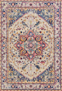 Oriental/Area Rug,cream, sky blue and magenta pink,12'6" x 15'0" Rectangle