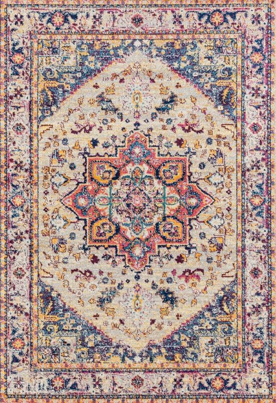 Oriental/Area Rug,cream, sky blue and magenta pink,12'6" x 15'0" Rectangle - Image 1 of 1